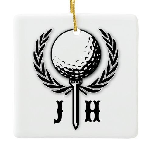Elegant Customized Golf Monogram Design Ceramic Ornament