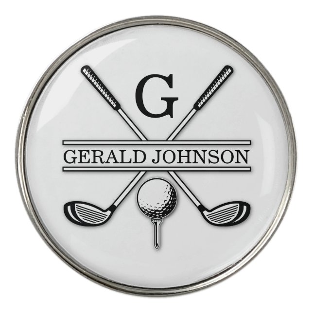 Elegant Customized Golf Monogram Design Golf Ball Marker (Front)