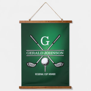 Elegant Customized Golf Monogram Design Hanging Tapestry