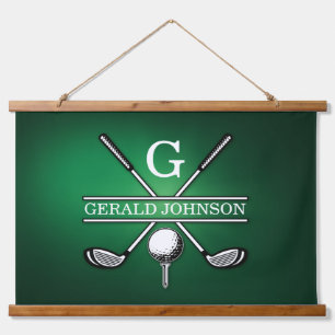 Elegant Customized Golf Monogram Design Hanging Tapestry