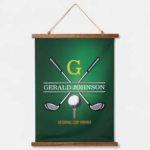 Elegant Customized Golf Monogram Design Hanging Tapestry