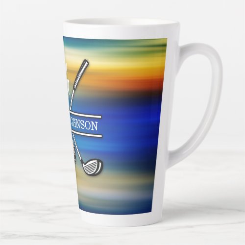 Elegant Customized Golf Monogram Design Latte Mug