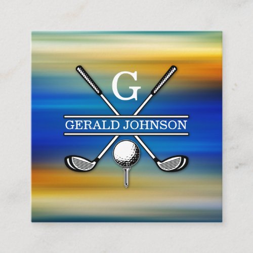 Elegant Customized Golf Monogram Design Square Business Card