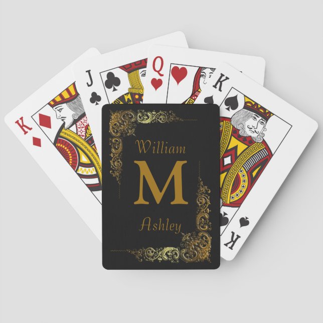 Elegant Customized Monogrammed Playing Cards (Back)