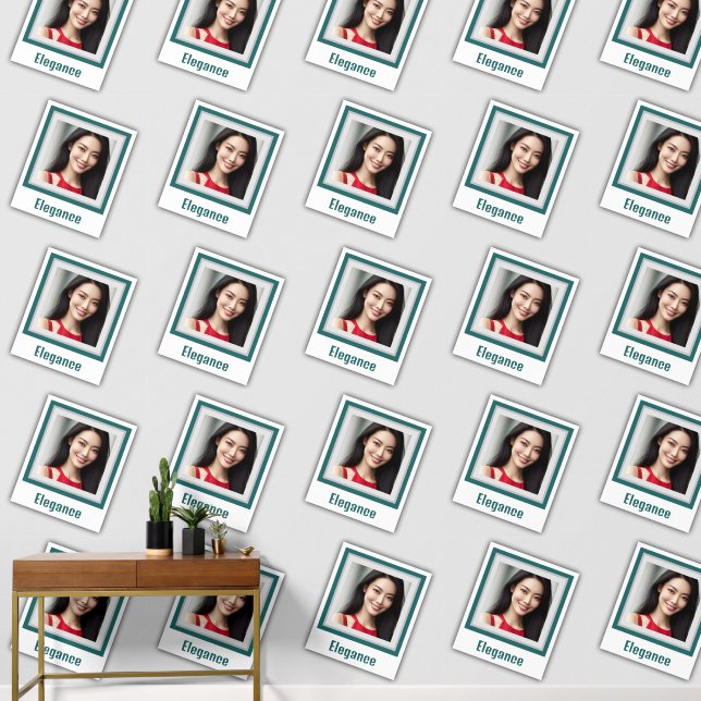 Elegant Customized Photo Dark Green Blue Wallpaper (Hallway)