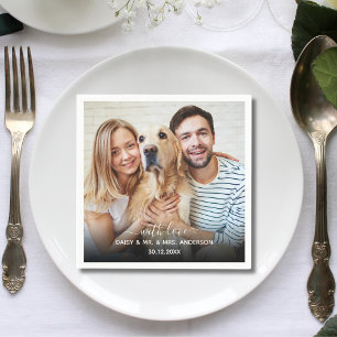 Elegant Customized Photo With Love Dog Pet Wedding Napkins