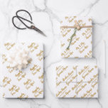 Elegant Customized Wedding Bride Groom Gold White Wrapping Paper Sheets<br><div class="desc">The design features a chic artwork of a heart link along with three (3) customizable typography fields, which currently read "Happily Ever After!" "Mr. & Mrs. Name Here" and a third featuring the bride's and groom's names in a chic gold and white pattern. Personalize the typography by adding your own...</div>