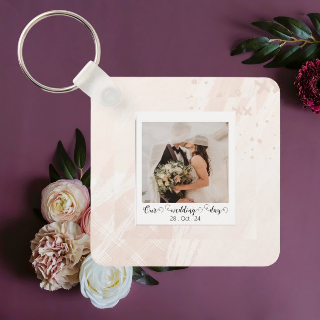 Elegant Customized Wedding Photo  Keychain (Creator Uploaded)