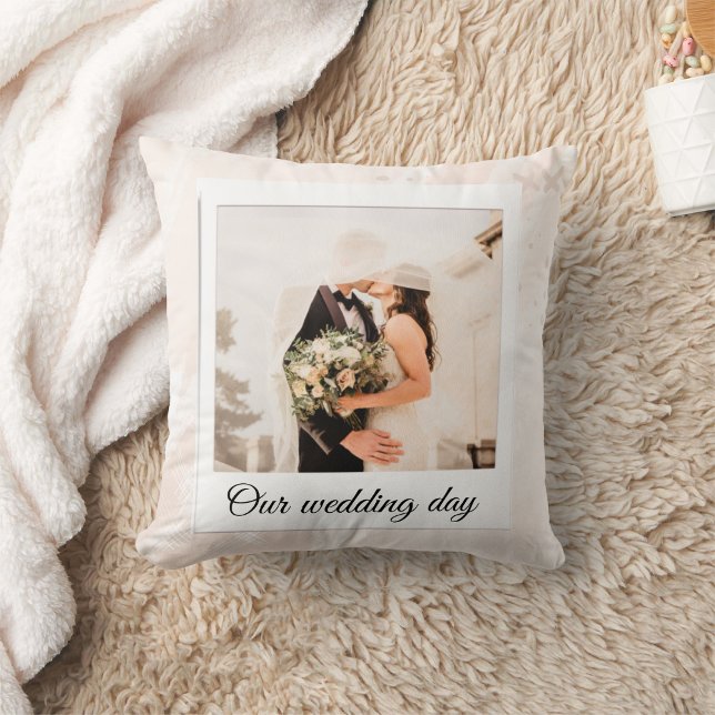 Elegant Customized Wedding Photo Throw Pillow (Creator Uploaded)