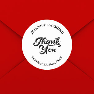 Elegant Customized Wedding Thank You Favor Classic Round Sticker
