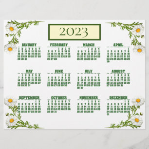 Elegant Cut Daisies 2023 Calendar Flyer