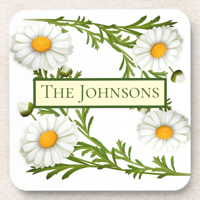 Elegant Cut Daisies Beverage Coaster (Front)