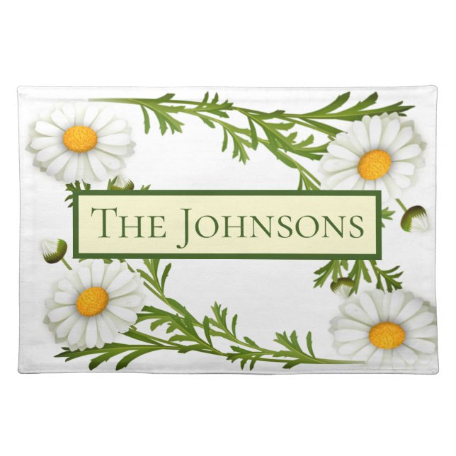 Elegant Cut Daisies Cloth Placemat (Front)
