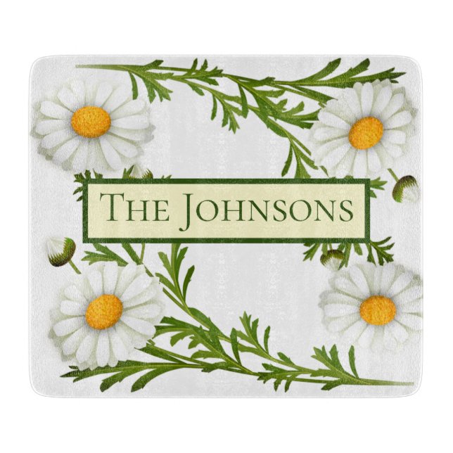 Elegant Cut Daisies Cutting Board (Front)