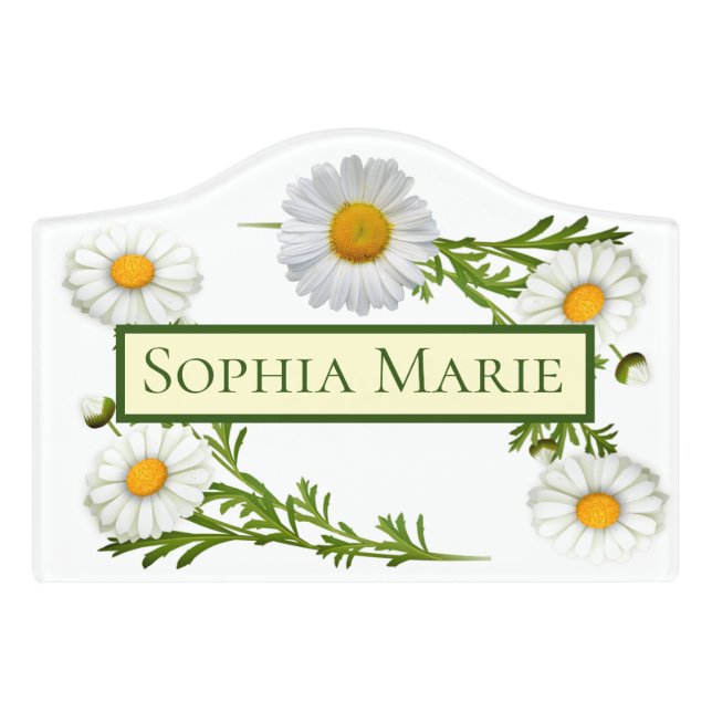 Elegant Cut Daisies Door Sign (Small Crest Front)