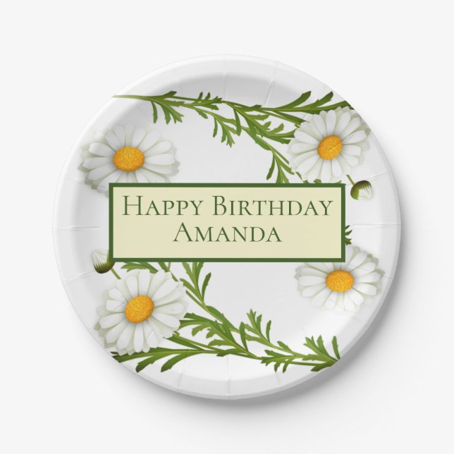 Elegant Cut Daisies Paper Plates (Front)