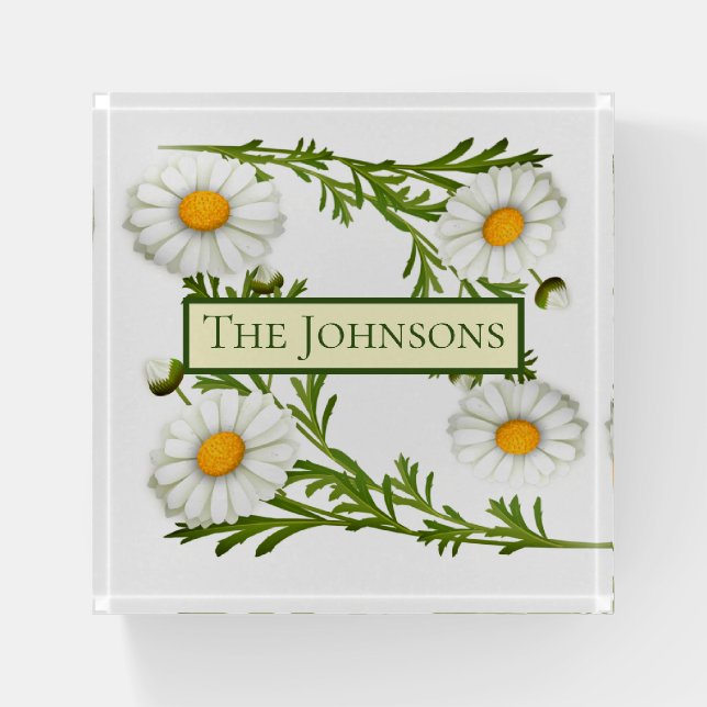 Elegant Cut Daisies Paperweight (Front)