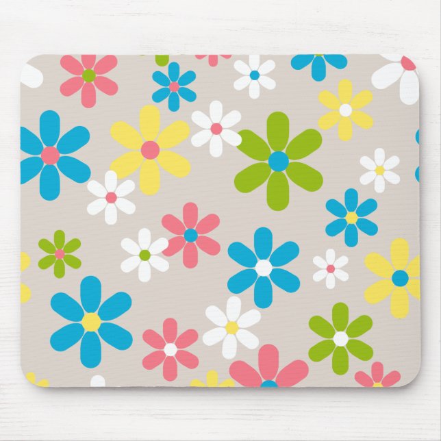 Elegant Cute Abstract Spring Daisy Floral Pattern Mouse Pad (Front)