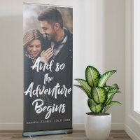 Elegant  Cute ADVENTURE BEGINS Quote Photo Wedding