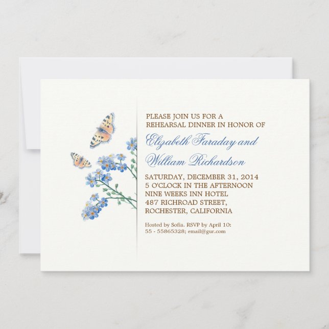 elegant cute and simple rehearsal dinner invites (Front)