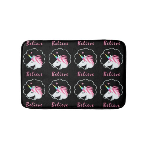 elegant cute believe in unicorns emoji bath mat