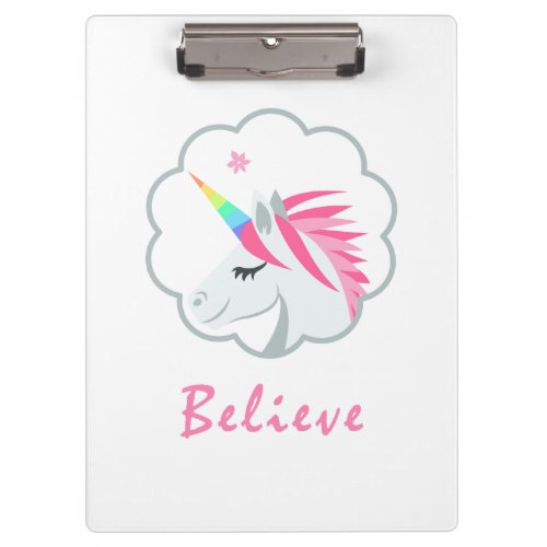 elegant cute believe in unicorns emoji clipboard