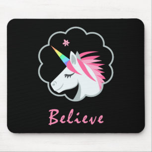elegant cute believe in unicorns emoji mouse pad