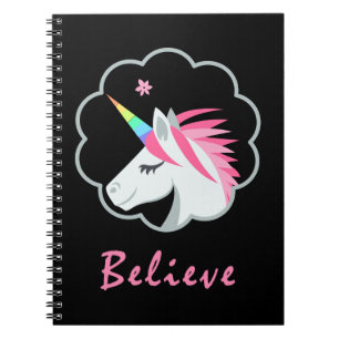 elegant cute believe in unicorns emoji notebook