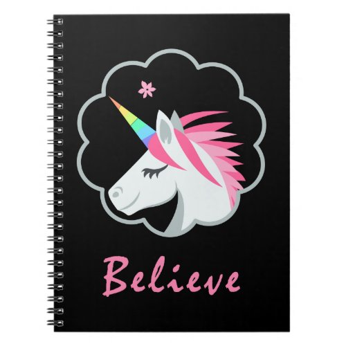 elegant cute believe in unicorns emoji notebook