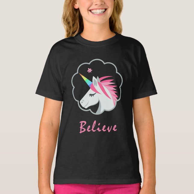 elegant cute believe in unicorns emoji T-Shirt (Front)