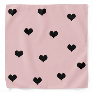 Elegant cute black & blush pink heart pattern bandana
