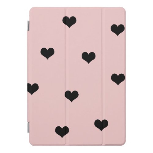 Elegant cute black  blush pink heart pattern iPad pro cover