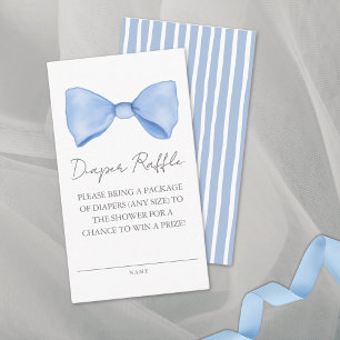 Elegant Cute Blue Bow Baby Shower Diaper Raffle Enclosure Card