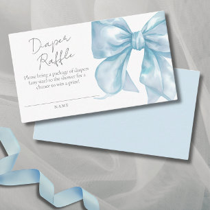 Elegant Cute Blue Bow Baby Shower Diaper Raffle Enclosure Card