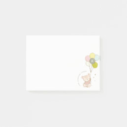 Elegant Cute Blush Bear Balloon Girly Monogram Post-it Notes