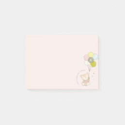 Elegant Cute Blush Bear Balloon Girly Monogram Post-it Notes