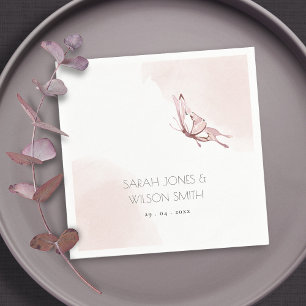 ELEGANT CUTE BLUSH WATERCOLOR BUTTERFLY WEDDING NAPKINS