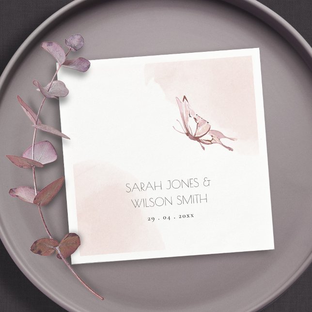 ELEGANT CUTE BLUSH WATERCOLOR BUTTERFLY WEDDING NAPKINS (Creator Uploaded)