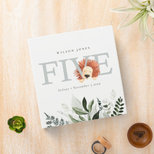 Elegant Cute Boho Lion Foliage 5th Fifth Birthday 3 Ring Binder