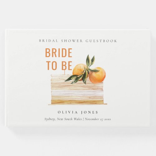 Elegant Cute Boho Orange Fruit Cake Bridal Shower Guest Book