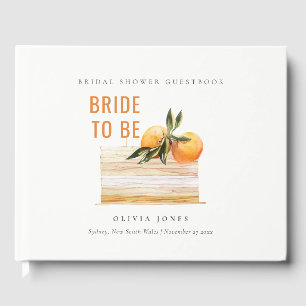 Elegant Cute Boho Orange Fruit Cake Bridal Shower Guest Book