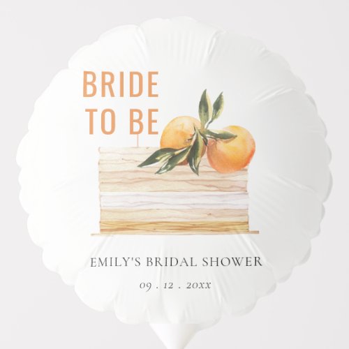 Elegant Cute Boho Orange Fruit Cake Bride Shower Balloon
