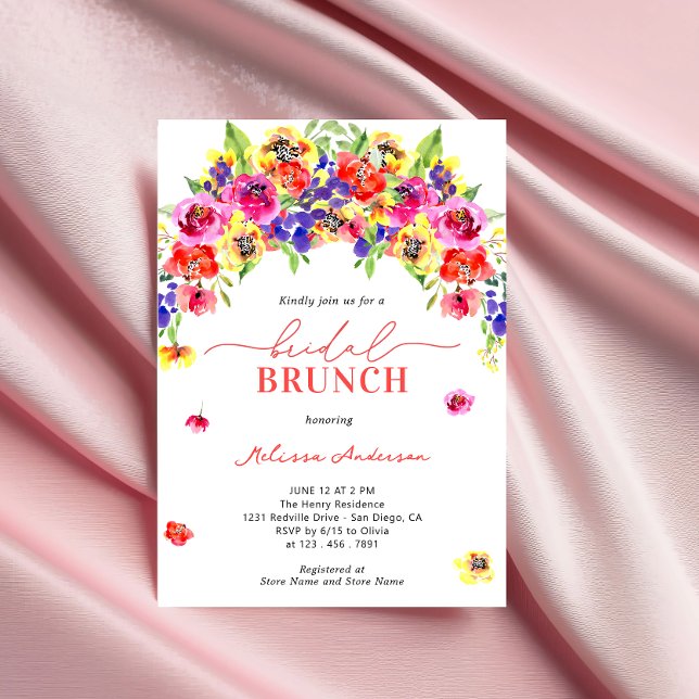 Elegant Cute Bright Colorful Floral Bridal Brunch Invitation (Creator Uploaded)