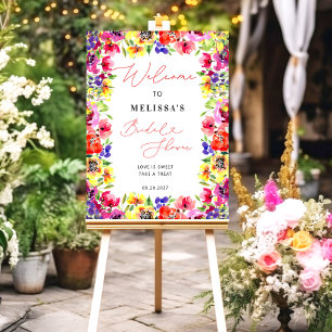 Elegant Cute Bright Flowers Bridal Shower Welcome Foam Board
