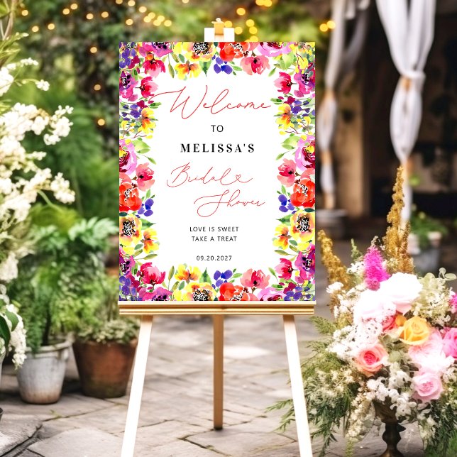 Elegant Cute Bright Flowers Bridal Shower Welcome Foam Board (Creator Uploaded)