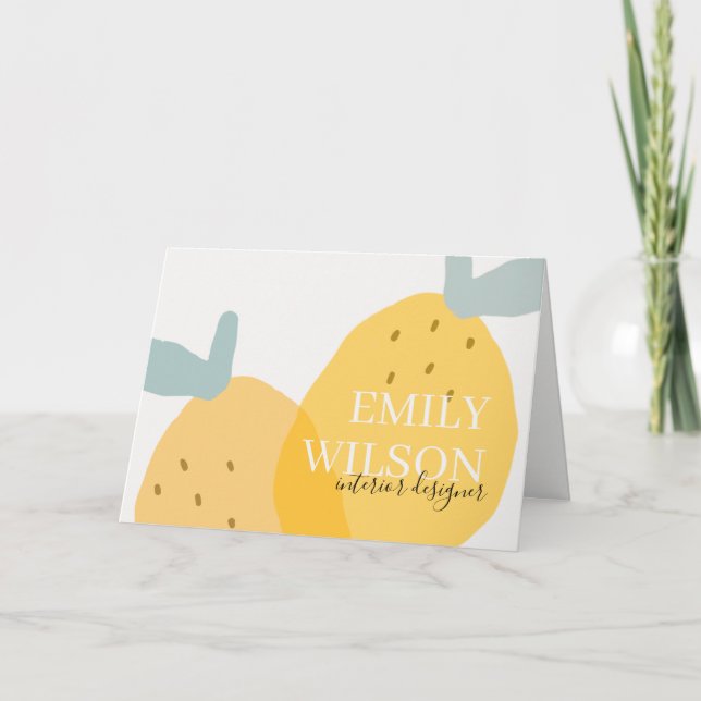 Elegant Cute Bright Yellow Lemon Fruity Citrus  Thank You Card (Front)