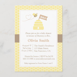Elegant Cute Bumble Bee Baby Shower Invitations