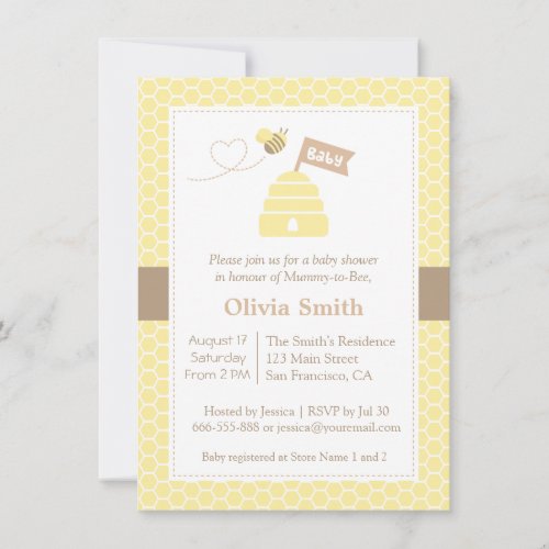 Elegant Cute Bumble Bee Baby Shower Invitations