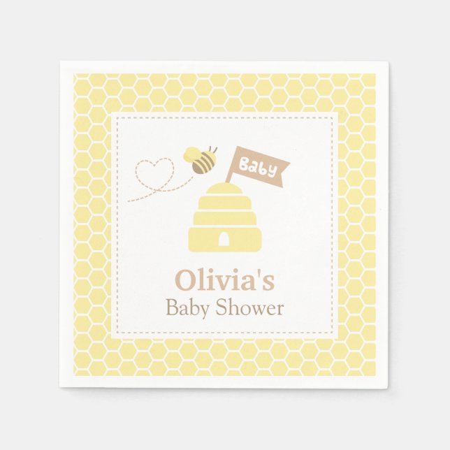 Elegant Cute Bumble Bee Baby Shower Supplies Napkins (Front)