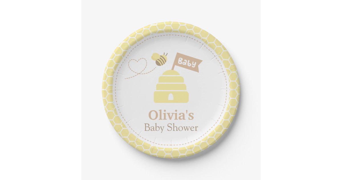 Elegant Cute Bumble Bee Baby Shower Supplies Paper Plate